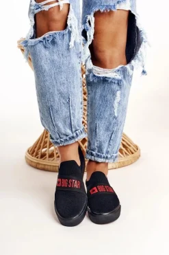 Best Big Star Shoes Damskie Tenisówki Slip-on Big Star FF274221 Czarne