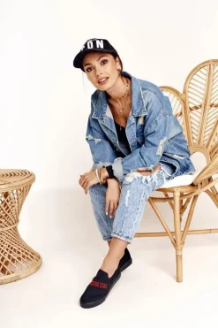 Best Big Star Shoes Damskie Tenisówki Slip-on Big Star FF274221 Czarne