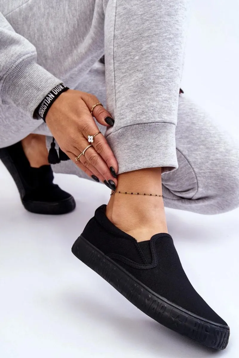 Sale Big Star Shoes Damskie Tenisówki Slip-On Big Star LL274392 Czarne