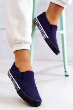 New Damskie Tenisówki Slip-on Big Star HH274011 Granatowe Damskie Trampki Damskie Slip-On|Trampki Damskie Big Star