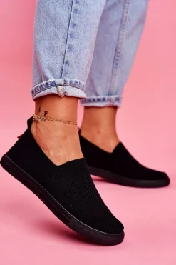 Best Big Star Shoes Damskie Tenisówki Slip-on Czarne Big Star FF274A609