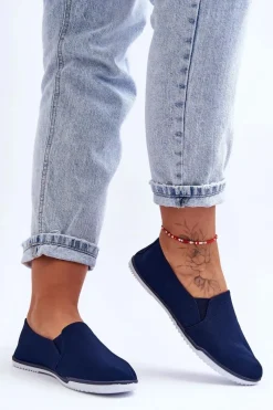 Hot Evento Damskie Tenisówki Slip-On Granatowe Versali