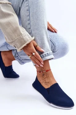 Hot Evento Damskie Tenisówki Slip-On Granatowe Versali