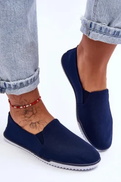 Hot Evento Damskie Tenisówki Slip-On Granatowe Versali