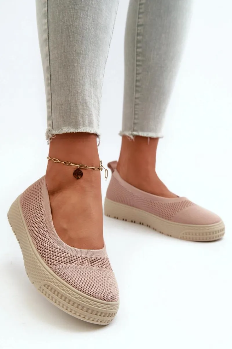 Hot Evento Damskie Tenisówki Slip-on Na Platformie Różowe Pimadea