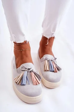 Clearance Boto Damskie Tenisówki Trampki Slip-On Szare Venira
