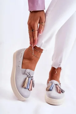 Clearance Boto Damskie Tenisówki Trampki Slip-On Szare Venira