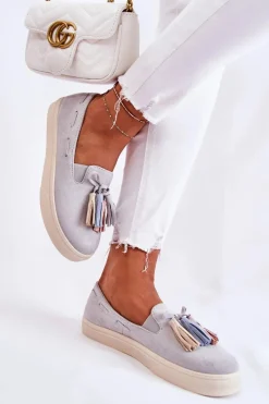 Clearance Boto Damskie Tenisówki Trampki Slip-On Szare Venira