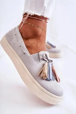 Clearance Boto Damskie Tenisówki Trampki Slip-On Szare Venira