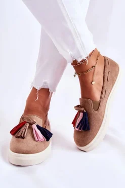 Sale Boto Damskie Tenisówki Trampki Slip-On Brązowe Venira