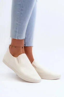 Trampki Damskie Slip-On|Trampki Damskie Niskie>Boto Damskie Tenisówki Trampki Slip-On Beżowe Lovinia