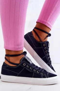 Outlet Damskie Tenisówki Trampki BIG STAR JJ274099 Granatowe Damskie Trampki Damskie Big Star|Trampki Damskie Niskie