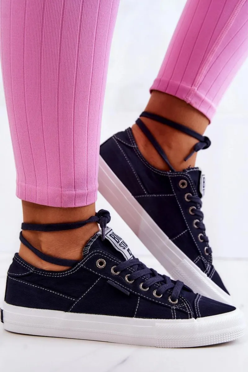 Outlet Damskie Tenisówki Trampki BIG STAR JJ274099 Granatowe Damskie Trampki Damskie Big Star|Trampki Damskie Niskie