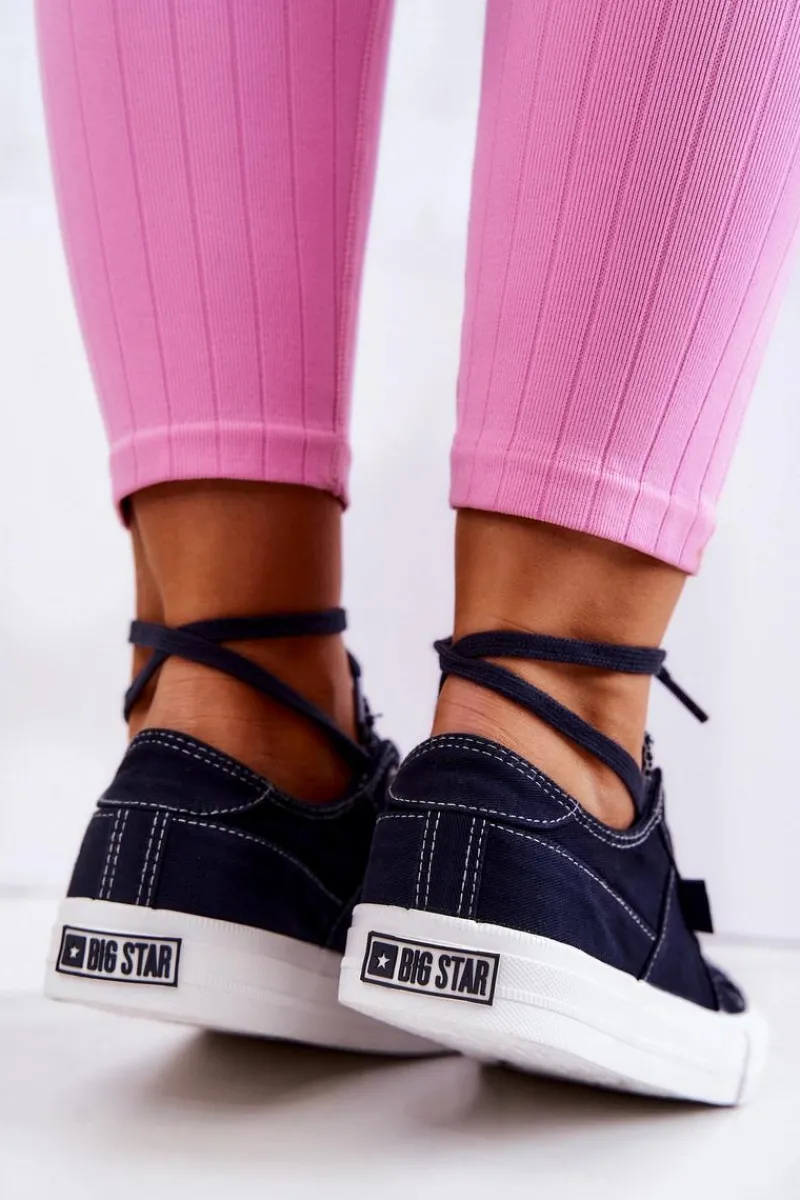 Outlet Damskie Tenisówki Trampki BIG STAR JJ274099 Granatowe Damskie Trampki Damskie Big Star|Trampki Damskie Niskie
