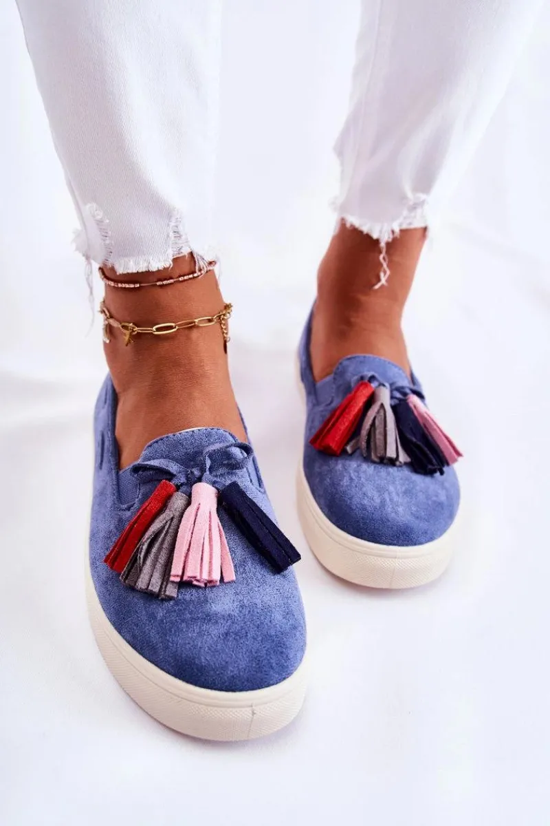 Discount Damskie Tenisówki Trampki Slip-On Niebieskie Venira Damskie Trampki Damskie Slip-On