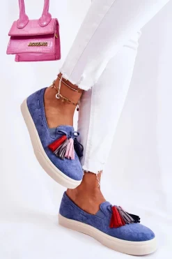 Discount Damskie Tenisówki Trampki Slip-On Niebieskie Venira Damskie Trampki Damskie Slip-On