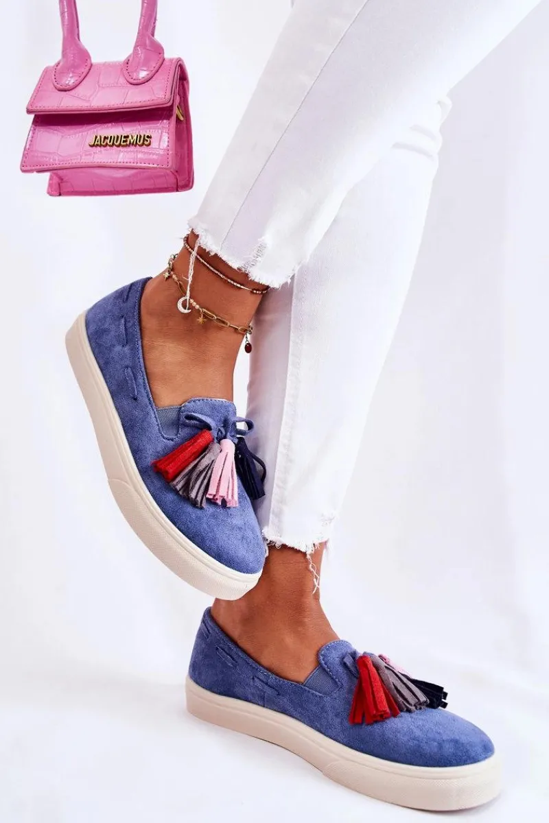 Discount Damskie Tenisówki Trampki Slip-On Niebieskie Venira Damskie Trampki Damskie Slip-On