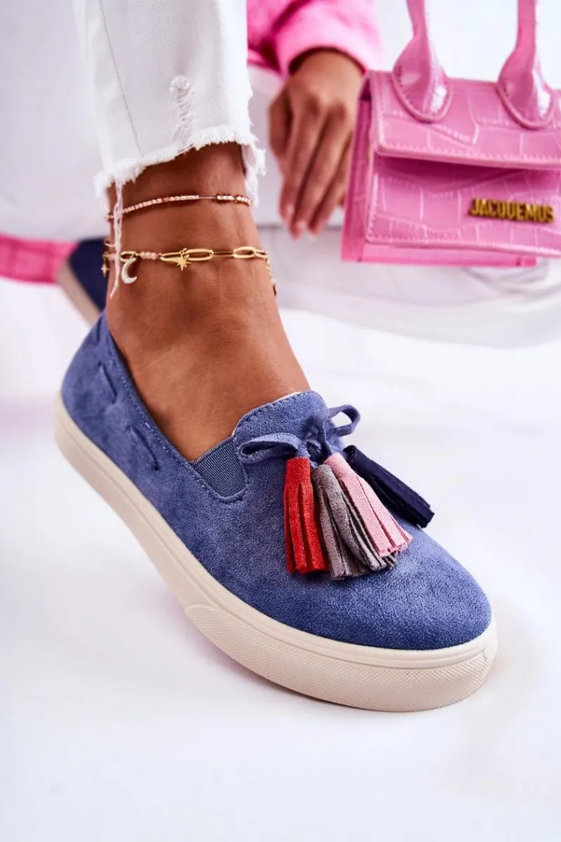 Discount Damskie Tenisówki Trampki Slip-On Niebieskie Venira Damskie Trampki Damskie Slip-On