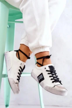 Hot Big Star Shoes Damskie Tenisówki Trampki BIG STAR JJ274350 Biało-Czarne