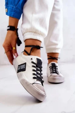 Hot Big Star Shoes Damskie Tenisówki Trampki BIG STAR JJ274350 Biało-Czarne