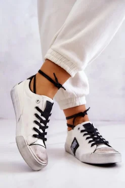 Hot Big Star Shoes Damskie Tenisówki Trampki BIG STAR JJ274350 Biało-Czarne