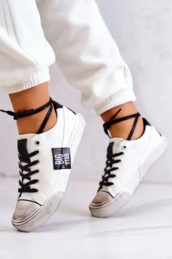 Hot Big Star Shoes Damskie Tenisówki Trampki BIG STAR JJ274350 Biało-Czarne