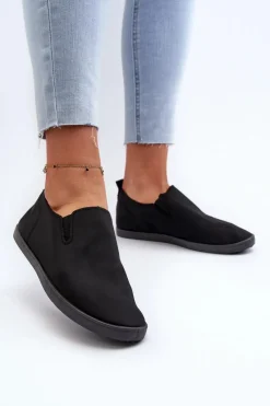 Boto Damskie Tenisówki Trampki Slip-On Czarne Lovinia Czarny