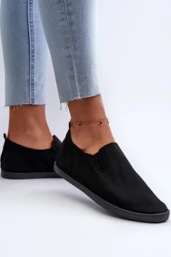 Boto Damskie Tenisówki Trampki Slip-On Czarne Lovinia Czarny