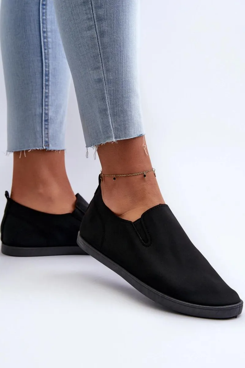 Boto Damskie Tenisówki Trampki Slip-On Czarne Lovinia Czarny