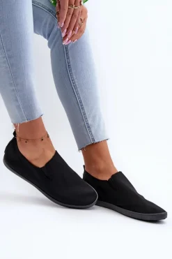Boto Damskie Tenisówki Trampki Slip-On Czarne Lovinia Czarny