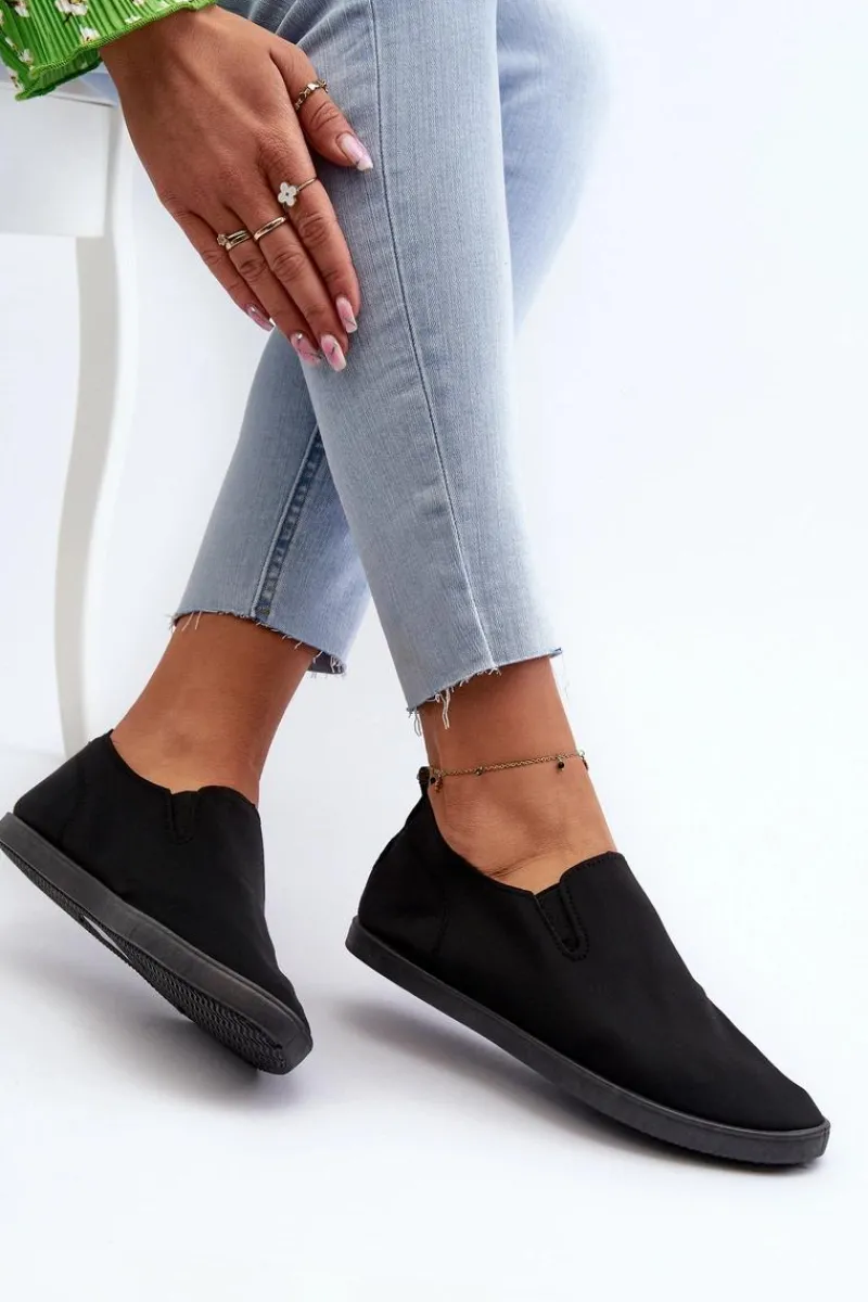 Boto Damskie Tenisówki Trampki Slip-On Czarne Lovinia Czarny