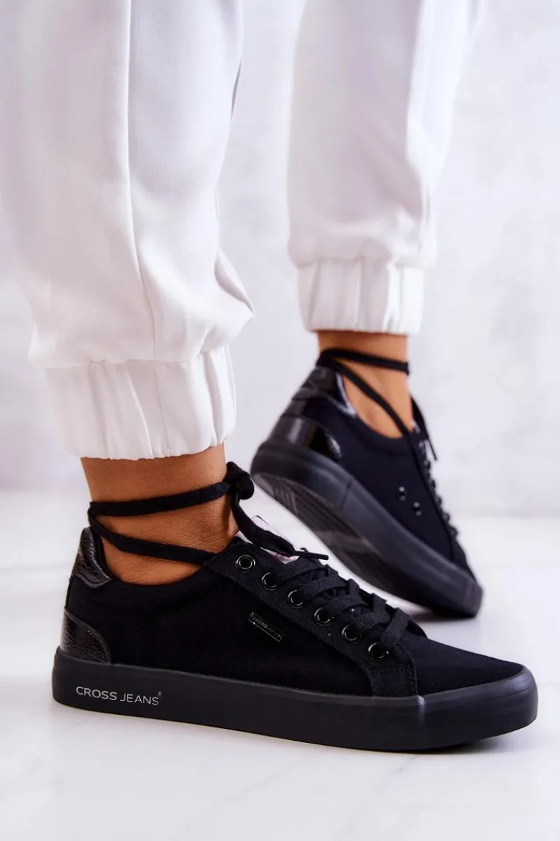 Trampki Damskie Cross Jeans|Trampki Damskie Niskie>Cross Jeans Damskie Tenisówki Wiązane JJ2R4039C Czarne Czarny