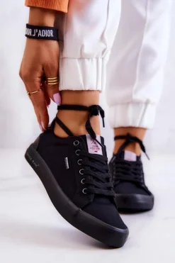 Trampki Damskie Cross Jeans|Trampki Damskie Niskie>Cross Jeans Damskie Tenisówki Wiązane JJ2R4039C Czarne Czarny
