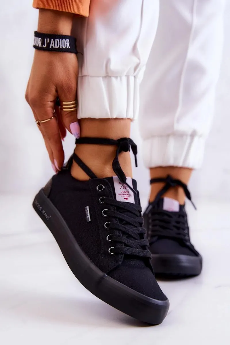Trampki Damskie Cross Jeans|Trampki Damskie Niskie>Cross Jeans Damskie Tenisówki Wiązane JJ2R4039C Czarne Czarny