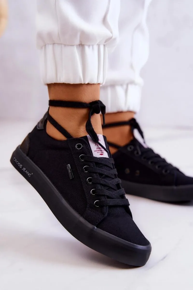 Trampki Damskie Cross Jeans|Trampki Damskie Niskie>Cross Jeans Damskie Tenisówki Wiązane JJ2R4039C Czarne Czarny