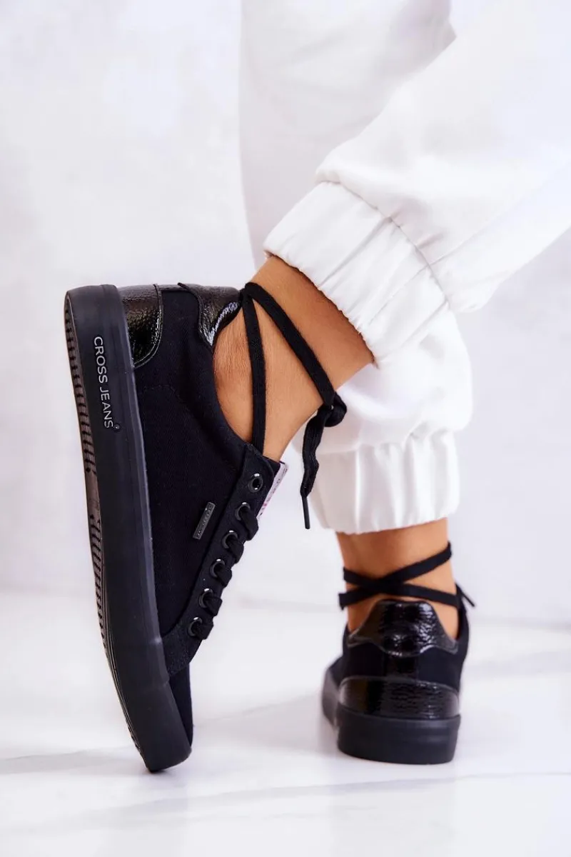 Trampki Damskie Cross Jeans|Trampki Damskie Niskie>Cross Jeans Damskie Tenisówki Wiązane JJ2R4039C Czarne Czarny