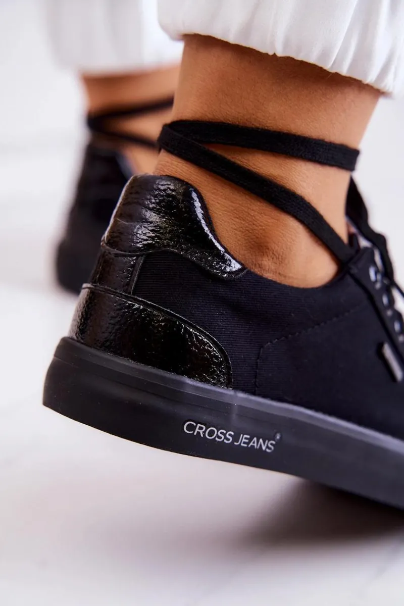 Trampki Damskie Cross Jeans|Trampki Damskie Niskie>Cross Jeans Damskie Tenisówki Wiązane JJ2R4039C Czarne Czarny