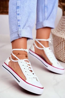 Online Damskie Trampki Białe Przezroczyste Elementy Grace Damskie Trampki Damskie Niskie