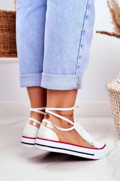 Online Damskie Trampki Białe Przezroczyste Elementy Grace Damskie Trampki Damskie Niskie