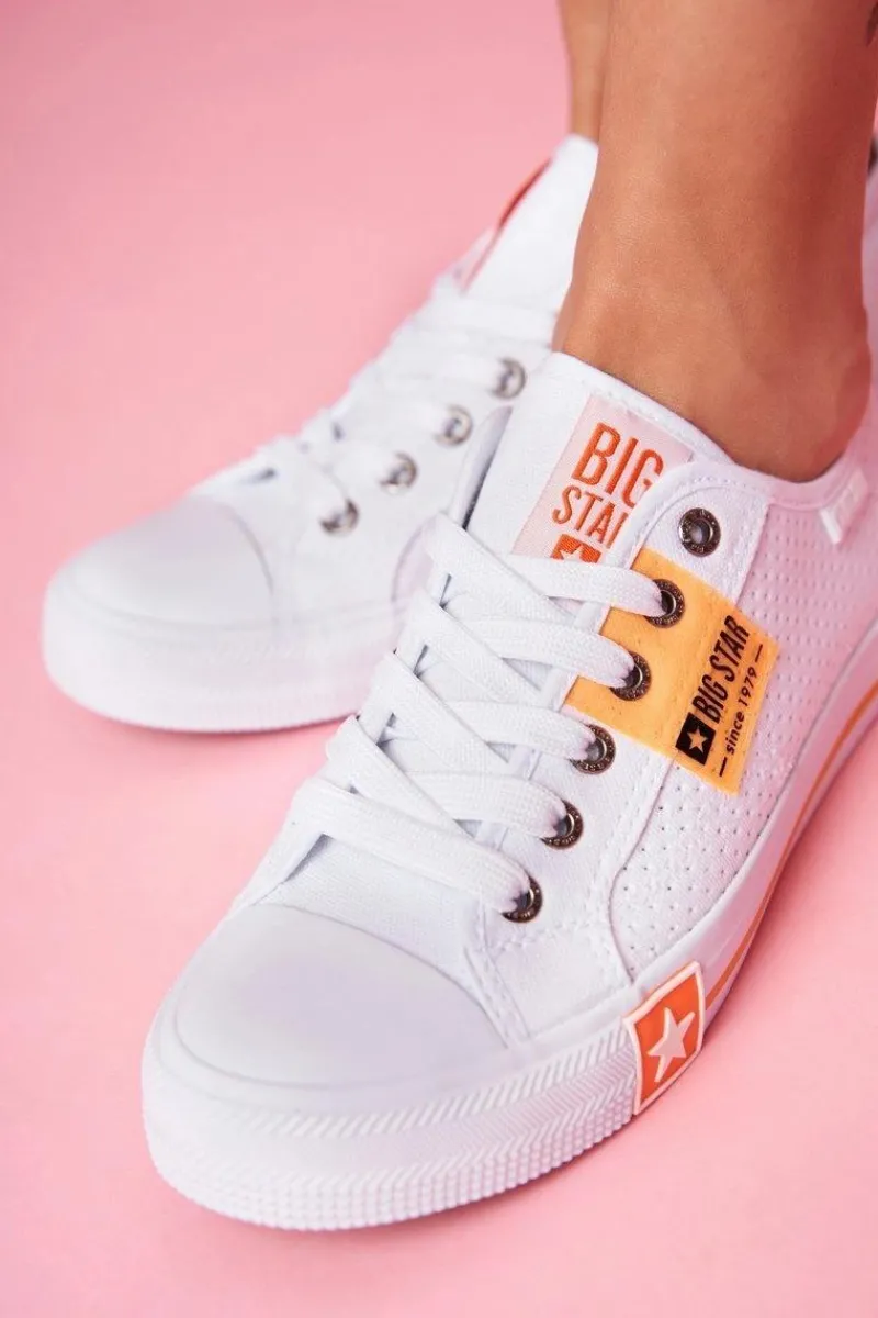 Clearance Big Star Shoes Damskie Trampki Big Star Ażurowe FF274035 Białe