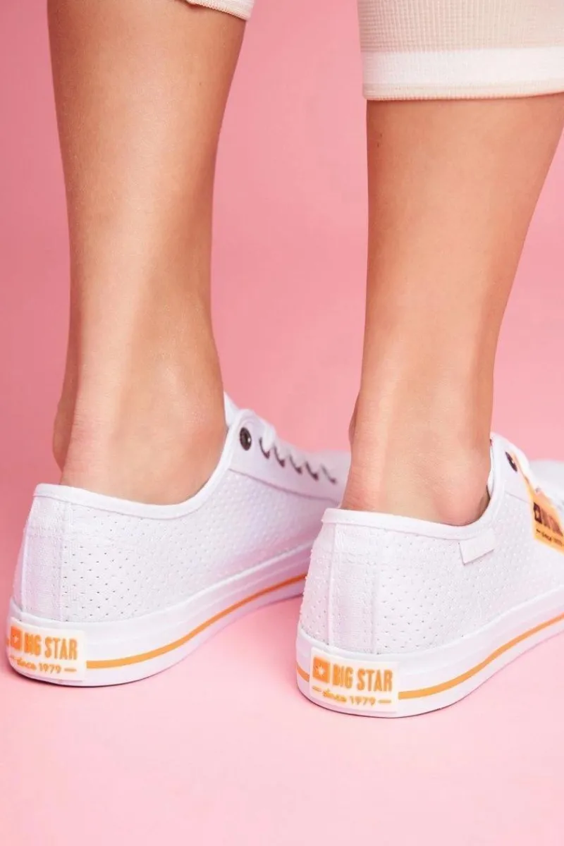 Clearance Big Star Shoes Damskie Trampki Big Star Ażurowe FF274035 Białe