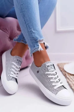 Best Big Star Shoes Damskie Trampki Big Star W Kratkę Białe DD274035