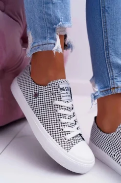 Best Big Star Shoes Damskie Trampki Big Star W Kratkę Białe DD274035