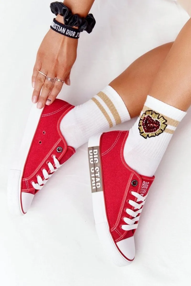 Trampki Damskie Big Star|Trampki Damskie Niskie>Big Star Shoes Damskie Trampki BIG STAR HH274115 Czerwone Czerwony