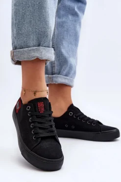 Best Damskie Trampki BIG STAR HH274133 Czarne Damskie Trampki Damskie Big Star|Trampki Damskie Niskie