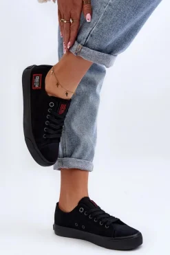 Best Damskie Trampki BIG STAR HH274133 Czarne Damskie Trampki Damskie Big Star|Trampki Damskie Niskie