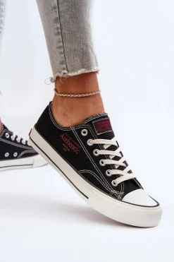 Outlet Big Star Shoes Damskie Trampki Big Star NN274234 Czarne