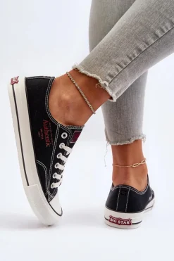 Outlet Big Star Shoes Damskie Trampki Big Star NN274234 Czarne