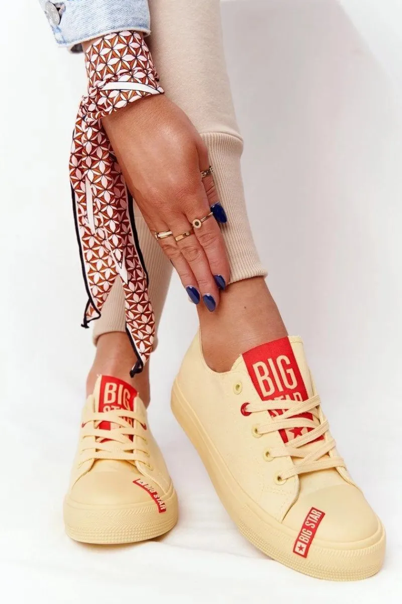 Damskie Trampki BIG STAR HH274680 Żółte Damskie Trampki Damskie Big Star|Trampki Damskie Niskie