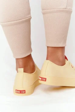 Damskie Trampki BIG STAR HH274680 Żółte Damskie Trampki Damskie Big Star|Trampki Damskie Niskie